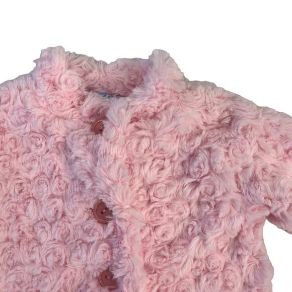 NWT Baby Dove Pink Fuzzy Button Jacket Infant Girls 3-6 months - Picture 2 of 5